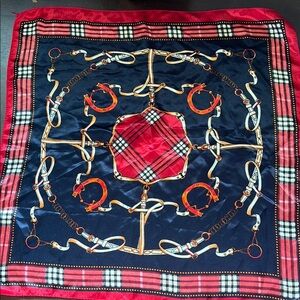 Vintage Red and Navy Equestrian Scarf